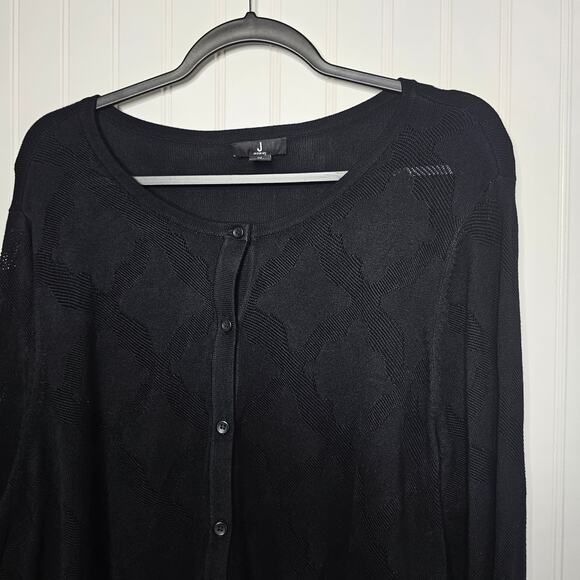 J Jason Wu Black Jacquard Cropped Cardigan Women's 1X Classic Casual Timeless - Picture 5 of 11